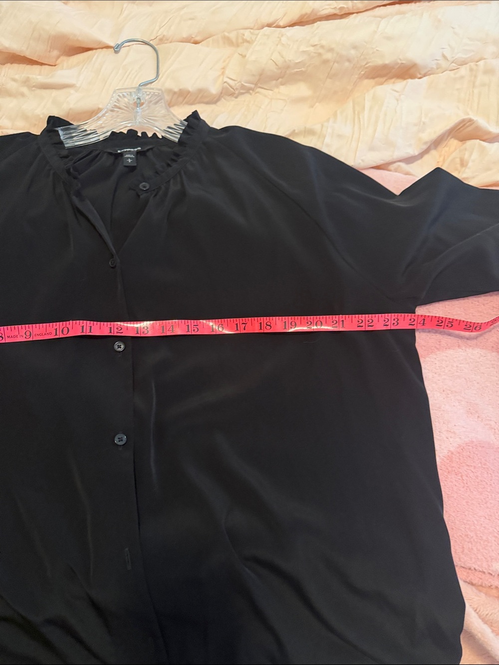 Express Black Button-Front Ruffle Collar Blouse - Picture 7 of 7